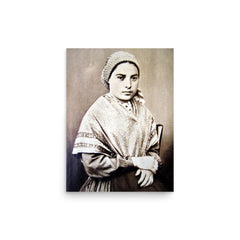 Saint Bernadette poster on a plain backdrop in size 12"x16".