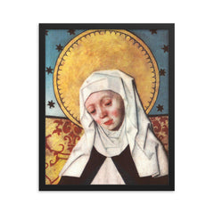 Saint Bridget of Sweden framed print on a plain backdrop in size 16"x20".