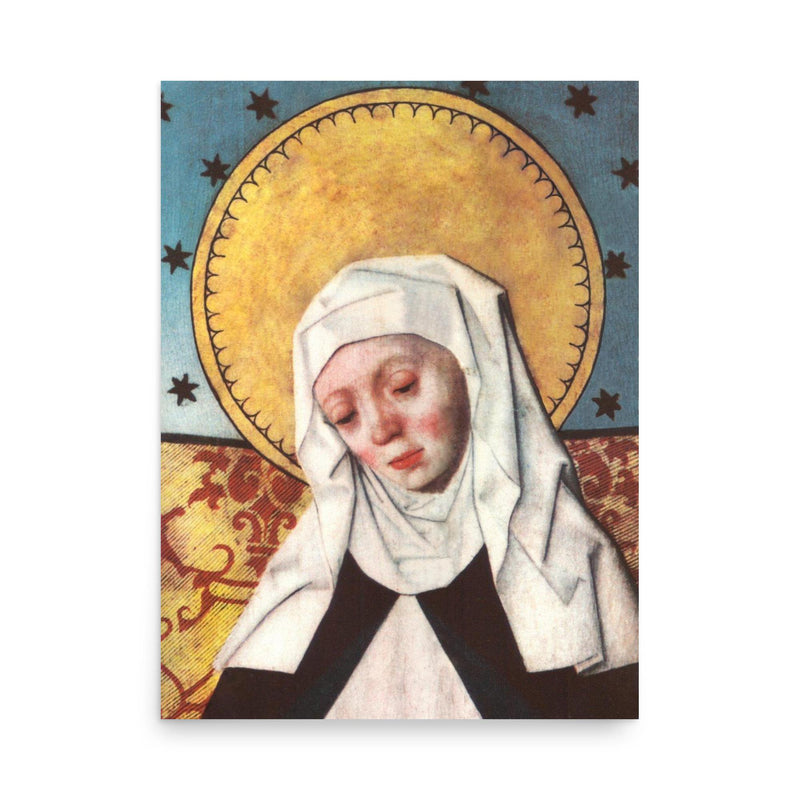 Saint Bridget of Sweden poster on a plain backdrop in size 18