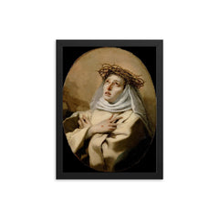 Saint Catherine of Siena framed print on a plain backdrop in size 12"x16".