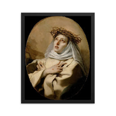 Saint Catherine of Siena framed print on a plain backdrop in size 16"x20".