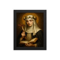 Saint Catherine of Siena framed print on a plain backdrop in size 8"x10".