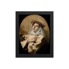 Saint Catherine of Siena framed print on a plain backdrop in size 8"x10".
