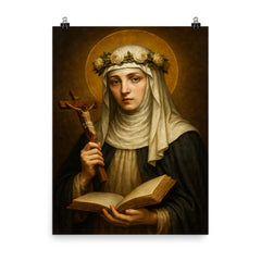 Saint Catherine of Siena poster on a plain backdrop in size 8"x10".