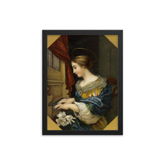 Saint Cecilia Playing the Organ by Carlo Dolci framed print on a plain backdrop in size 12"x16".