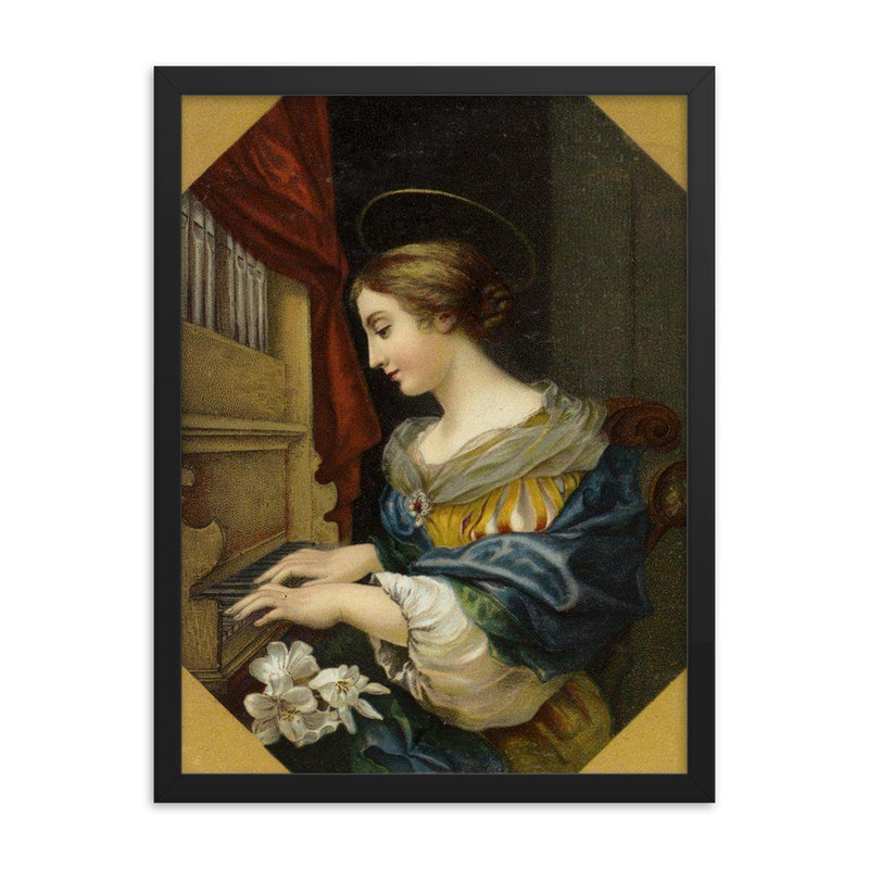 Saint Cecilia Playing the Organ by Carlo Dolci framed print on a plain backdrop in size 18