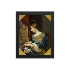 Saint Cecilia Playing the Organ by Carlo Dolci framed print on a plain backdrop in size 8"x10".