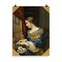 Saint Cecilia Playing the Organ by Carlo Dolci poster on a plain backdrop in size 8"x10".