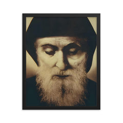Saint Charbel framed print on a plain backdrop in size 16"x20".