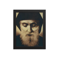 Saint Charbel framed print on a plain backdrop in size 8"x10".