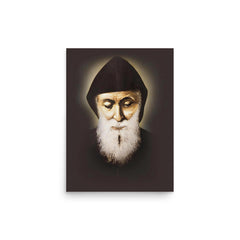 Saint Charbel Makhlouf poster on a plain backdrop in size 12"x16".