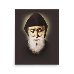 Saint Charbel Makhlouf poster on a plain backdrop in size 16"x20".