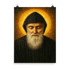 Saint Charbel Makhlouf poster on a plain backdrop in size 8"x10".