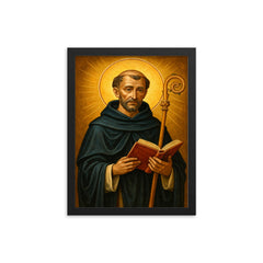 Saint Dominic of Silos framed print on a plain backdrop in size 12"x16".
