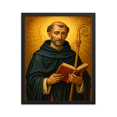Saint Dominic of Silos framed print on a plain backdrop in size 16"x20".