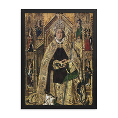 Saint Dominic of Silos framed print on a plain backdrop in size 18"x24".