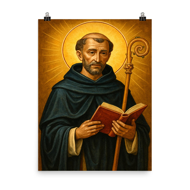 Saint Dominic of Silos poster on a plain backdrop in size 8