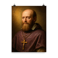 Saint Francis de Sales portrait poster on a plain backdrop in size 8"x10".
