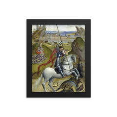 Saint George and the Dragon by Rogier van der Weyden, 1432-1435 framed print on a plain backdrop in size 8"x10".