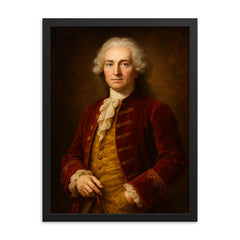 Saint Germain the Count framed print on a plain backdrop in size 18"x24".