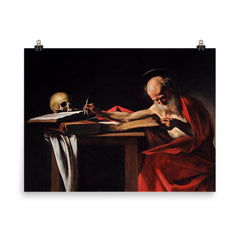 Saint Jerome in His Study by Caravaggio poster on a plain backdrop in size 8"x10".