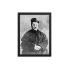 Saint John Bosco framed print on a plain backdrop in size 12"x16".