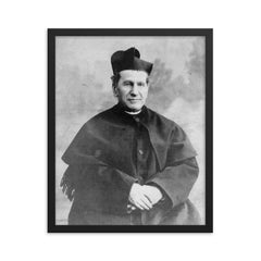 Saint John Bosco framed print on a plain backdrop in size 16"x20".