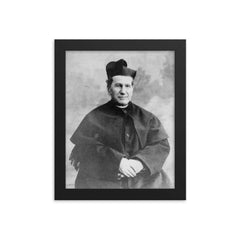Saint John Bosco framed print on a plain backdrop in size 8"x10".