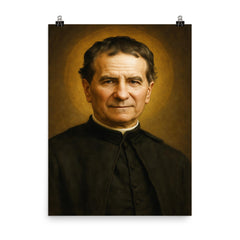 Saint John Bosco portrait poster on a plain backdrop in size 8"x10".