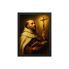 Saint John of the Cross framed print on a plain backdrop in size 12"x16".