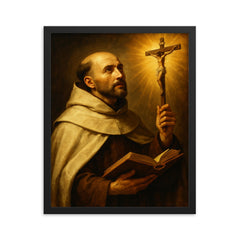 Saint John of the Cross framed print on a plain backdrop in size 16"x20".