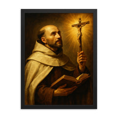 Saint John of the Cross framed print on a plain backdrop in size 18"x24".
