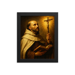 Saint John of the Cross framed print on a plain backdrop in size 8"x10".