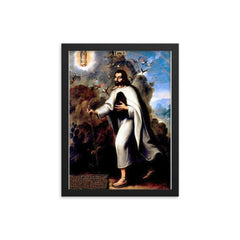 Saint Juan Diego framed print on a plain backdrop in size 12"x16".