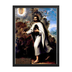 Saint Juan Diego framed print on a plain backdrop in size 18"x24".