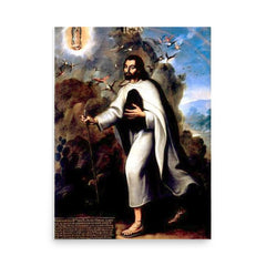 Saint Juan Diego poster on a plain backdrop in size 18"x24".