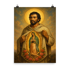 Saint Juan Diego poster on a plain backdrop in size 8"x10".