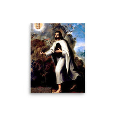 Saint Juan Diego poster on a plain backdrop in size 8"x10".