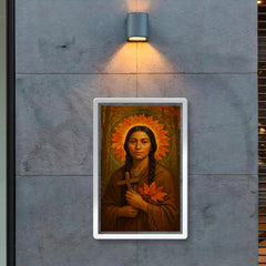 Saint Kateri Tekakwitha woodland halo of autumn leaves poster 2