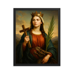Saint Margaret of Antioch framed print on a plain backdrop in size 16"x20".