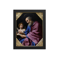 Saint Matthew by Carlo Dolci framed print on a plain backdrop in size 8"x10".