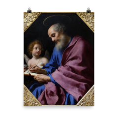 Saint Matthew by Carlo Dolci poster on a plain backdrop in size 8"x10".