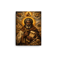 Saint Moses the Black icon portrait canvas print on a plain backdrop in size 12"x16".