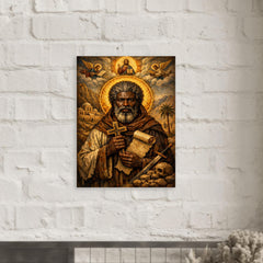 Saint Moses the Black icon portrait metal print mockup