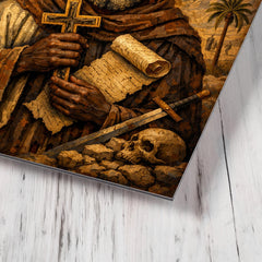 Saint Moses the Black icon portrait metal print mockup
