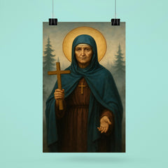 Saint Olga of Alaska among spruce and sea fog poster 6