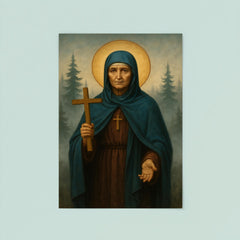 Saint Olga of Alaska among spruce and sea fog poster 8