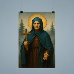 Saint Olga of Alaska among spruce and sea fog poster 9