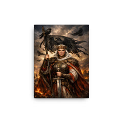 Saint Olga of Kiev with raven standard canvas print on a plain backdrop in size 12"x16".