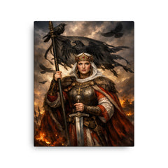 Saint Olga of Kiev with raven standard canvas print on a plain backdrop in size 16"x20".